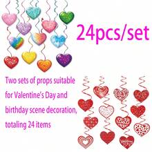 24pcs/12pcs/8pcs Valentine's Day Heart Spiral Hanging Decor, Creative Party PVC Spiral Hanging Ornaments, Suitable For Birthday, Valentine's Day Decoration And Prop - Multicolor - View 16