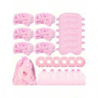 Set de 5 piezas de cuidado del cabello para mujeres y unisex, incluye 5 peines de plástico, 5 ligas para el cabello y 5 bolsas de malla - Material de nailon suave, diseño pastel