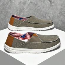 New Fashionable Versatile Men's Canvas Shoes, Lightweight Breathable Comfortable Flat Shoes, Durable Slip-On Casual Chunky Sneakers - Khaki - View 10