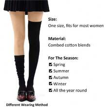 Women's Over Knee High Socks, Tube Dresses Fashion Cotton Thigh High Socks Stockings Cosplay Socks,36065524 - 黑色 - 查看 6