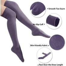 Women's Over Knee High Socks, Tube Dresses Fashion Cotton Thigh High Socks Stockings Cosplay Socks,36065527 - 紫色 - 查看 5