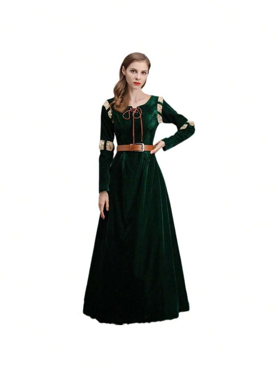 2 bộ trang phục cosplay nhân vật Melinda trong phim, kiểu dáng cung đình cổ điển thanh lịch dành cho nữ, trang phục dự tiệc Halloween, trang phục biểu diễn sân khấu. - Màu xanh lá cây đậm - Xem 1