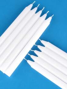 10支白色长杆蜡烛，采用优质大豆蜡手工制作，无味无烟，可作应急照明蜡烛，燃烧时间长达6小时，非常适合装饰情侣餐厅、餐桌、派对场景、烛光晚餐、家居装饰、生日派对、纪念品、生日蜡烛、斋月等。 - 白色 - 查看 4