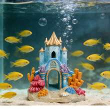 1pc Medieval Castle Aquarium Decor With Fish Hideaway - Resin Aquarium Ornament Suitable For Freshwater/Saltwater Tanks - Underwater Habitat Decoration For Fish, Shrimp, Turtles - Magical Underwater Scene, For Fish Tank, Fairy Tale Theme, Handmade Craft, Photography Prop, Home Decor Figurine - A - View 2