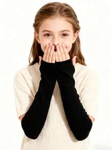 1pc Y2K Striped Knitted Arm Warmers For Teens (12-16 Years Old) | Cute & Cool Girls Daily Versatile Arm Sleeves