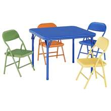 Juego de mesa y sillas plegables para niños, portátil y ligero, fácil de instalar sin herramientas para manualidades, comidas y aprendizaje en salas de juegos, guarderías o espacios pequeños. - Multicolor - Ver 9