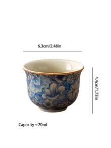 1/2/4/6件套复古蓝白瓷茶杯，小容量陶瓷杯，水杯，家用客用茶杯，红茶杯，品茶杯，浓缩咖啡杯，礼品杯 - 彩色 - 查看 2