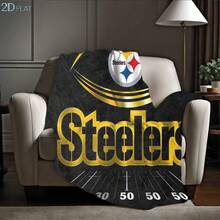 1pc Flannel Throw Blanket - Soft Steelers Football Field Logo Design Warm & Versatile For Naps, Camping, Travel & Home Decor Christmas Gifts For Family Or Friends 280gsm - 彩色 - 查看 7