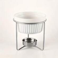 1 Set Ceramic Butter Warmer, Chocolate Fondue Pot Set, Includes 1 Melting Bowl And 1 Chrome-Plated Stand (Candles Not Included), For Melting Chocolate, Butter, Cheese, Etc.; Kitchen Gadget - Multicolor - View 13