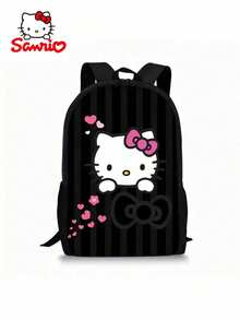 三件套三丽鸥Hello Kitty女士时尚背包套装，时尚休闲学生书包，轻便大容量，包含背包、斜挎包、铅笔盒，尼龙材质，适合通勤、旅行、上学、生日、节日、圣诞节等场合。 - 彩色 - 查看 9