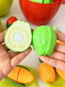 儿童过家家切菜玩具套装，逼真的水果蔬菜玩具套装，包含2个大苹果、收纳盒、刀、砧板和各种逼真的水果，是生日、圣诞节、节日送礼的绝佳选择，有助于培养孩子的动手能力和想象力。 - 橘色 - 查看 5