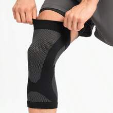 1 Paar ultra-dünne Kompressionskniewärmer, elastisch und atmungsaktiv, gestrickte Kniestützkompressionsärmel, Workout-Sport-Kniewärmer, für Frauen & Männer, für Laufen, Fitness, Arbeit, Basketball, Tennis, Badminton, Alltag - Schwarz - Übersicht 10