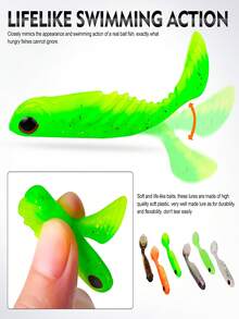TACKLEPIONEER 12个T型尾软饵，7厘米/2.9克（2.76英寸*0.1盎司），仿生PVC钓鱼饵，带3D眼睛 | 偏置曲柄钩铅头钓组 - 慢沉，防咬设计，逼真泳姿，多种颜色可选，适用于鲈鱼、河鲈和海鲈。 - 彩色 - 查看 11
