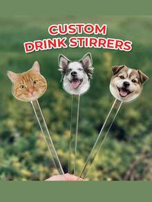 Customized Acrylic Drink Stirrers, Personalized Acrylic Stirrers, Round Head Acrylic Coffee Stirrers, Customized Coffee Stirrers With Personal Logo, Customized Cocktail/Bubble Tea Stirrers, Birthday Party Drink Stirrers, Wedding Beverage Stirrers, Smooth Acrylic Drink Stirrers, Beverage Sticks, Pet Wedding Cocktail Stirrers, Dog Wedding Drink Stirrers, Wedding Stirrers, Father's Day Gift - Multicolor - View 1
