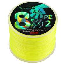 SOUGAYILANG Línea de pesca trenzada de alta densidad de 8 hebras, resistente a la abrasión, corta el agua rápidamente, diseñada para peces grandes - Amarillo - Ver 9