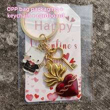 Sanrio 2件套心形情侣钥匙扣套装，三丽鸥Hello Kitty合金珐琅工艺，卡通主题，带环爱心装饰钥匙扣 - 情人节礼物，情侣礼物 - 彩色 - 查看 8