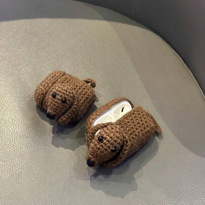 可爱狗狗元素蓝牙耳机保护套 1个 可爱毛绒腊肠犬无线蓝牙Pro 1/2/3代耳机保护套 春季礼物