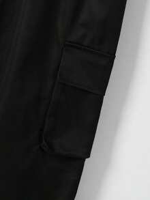 Autumn American Vintage Heavyweight Men's Utility Jacket & Cargo Pants Outfit, Rugged Style - Black - View 7
