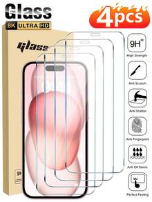 4PCS HD Anti-Fall Screen Protection Tempered Film Compatible With IPhone17/17Pro/17Promax/16/15/14/13/12/11/Xr/Xs/X//16Pro/16Promax Explosion-Proof Shatterproof Scratch Proof And Waterproof Glass Phone Toughened Film - Clear - View 23