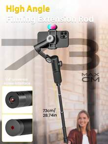 AOCHUAN 专业多功能云台套装，三轴云台稳定器，RGB 补光灯，人脸追踪，精美便携包，73cm 延长杆，手机支架，适用于手机摄影、旅行和户外视频录制内容创作，兼容 和安卓手机，适合冬季假期、旅行 Vlog、户外活动、直播、稳定 Vlog 拍摄、度假旅行工作室、户外直播、旅行 Vlog 视频录制、网红内容创作等场景。手机稳定器 ActiveTrack - 黑色 - 查看 6