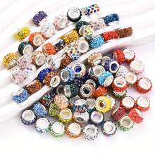 50/100 件硅胶大孔珠 - 各种裂纹亚克力隔珠，适用于 DIY 手链、项链、钥匙扣 - 耐用珠宝制作用品 - 彩色 - 查看 8