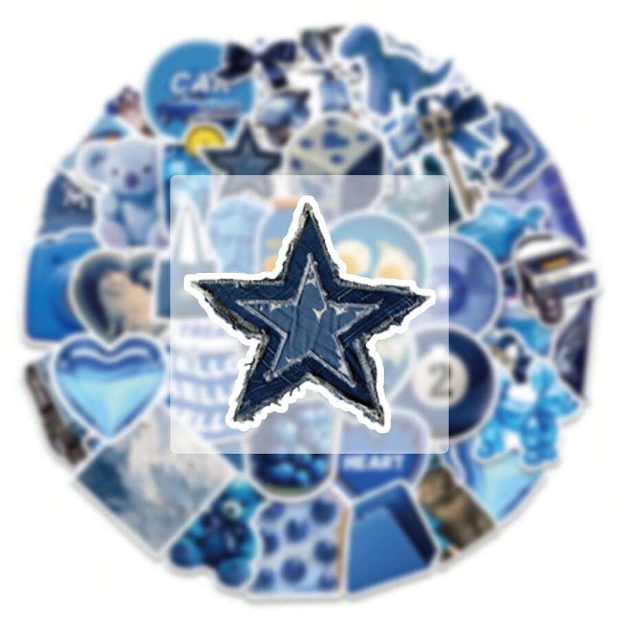 50pcs Premium Minimalist Navy Blue Graffiti Stickers, Cute Aesthetic Stickers Suitable For Coloring Books, Cup Accessories, Water Bottles, Laptops, Phones, Skateboards, Guitars, Luggage, Scrapbooks, Stationery, Bicycles, Motorcycles, Cars, Pens, Handbags, Office Supplies, Bookmarks, Men's Gifts - Navy Blue - View 1