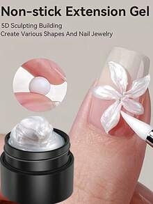 Gel tạo hình móng 3D không dính - 5g Gel acrylic trong suốt bóng ngọc trai, thích hợp cho việc tự làm móng nghệ thuật, nối móng, thiết kế hoa 3D, trang trí móng kiểu Hàn Quốc/Nhật Bản - Bao gồm cọ tạo hình silicon, bộ dụng cụ làm móng - Vật tư cho tiệm nail. (4/2/1 cái) Móng - Nhiều màu - Xem 9