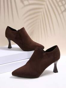 2025 Classic New Pointed Toe Chunky Heel Women's Boots, Versatile Fashion Short Boots, Elastic Mid-Calf Boots, Mother's Day Gift