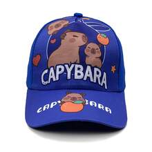 1pc Kids Cartoon Blue Series Capybara Print Cute Baseball Cap, Wide Brim Sun Visor Hat For Vacation & Travel - Capybara - View 13