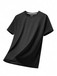 Men's Black Textured Crew Neck T-Shirt Slim Fit Casual Summer Basic Tee - Black - View 4