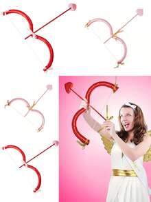 1 Set Cupid Bow And Arrow Set, Red And Pink Valentine's Day Party Decorations, Valentine's Day Special Event Costume Accessories, With Heart Pattern, Romantic Atmosphere Party Decorations, Suitable For Wedding, Valentine's Day Decoration, Valentine's Day Party - Multicolor - View 1