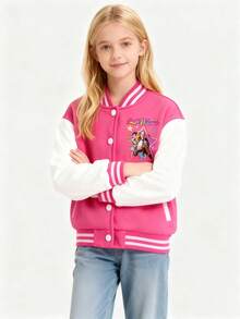 KPop Girls' Demon Hoodie Hunters  Sweatshirt, Stylish And Cute Cartoon Pattern Long-Sleeved Zip-Up Hooded Jacket - 粉紅白色 - 查看 5