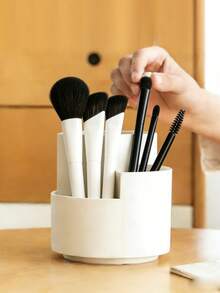 1 hộp đựng cọ trang điểm xoay sáng tạo INS dung tích lớn, hộp đựng đồ dùng văn phòng thời trang, cốc đựng bút tối giản, đồ trang trí phòng. - trắng - Xem 1