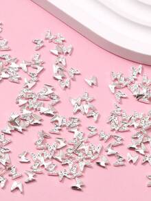 10pcs/30pcs/50pcs/Pack Silver Mini Butterfly Nail Art Stickers Nails - Multicolor - View 4