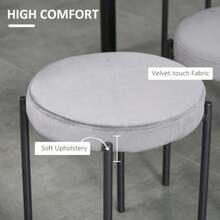 HOMCOM Set Of 4 Stackable Dining Stools/Kitchen Chairs With Velvet-Look Padded Seat, Metallic Grey, Ideal For Kitchen And Dining Room, 41.5 X 41.5 X 46 Cm | Aosom.De - Light Grey - View 5