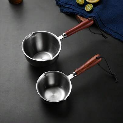 Wooden Handle Pot With Spoon, Suitable For Other Candle Making Supplies, Home Goods And Wax Mold Materials, Can Be Used For DIY Candles And Soap Making, Also Can Be Used As A Wax Melting Pot For Candle Making And Jewelry Making (Slight Scratches On The Stainless Steel Product Surface Are Normal)