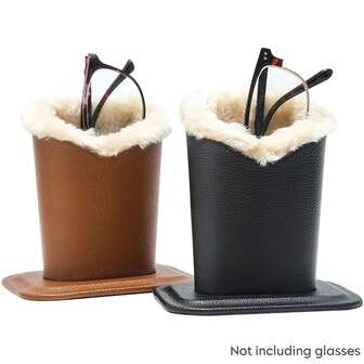 1 pieza Estuche de gafas de piel sintética y peluche suave, soporte de exhibición minimalista, portalápices densamente empacado, caja para gafas