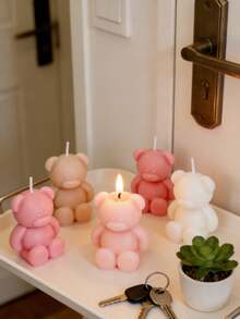 可爱小熊香氛蜡烛，迷你莫兰迪小熊香氛蜡烛，持久留香卧室香氛蜡烛，手工香氛蜡烛礼品，家居装饰及拍照道具，家用，女士生日礼物，DIY香氛蜡烛，时尚家居卧室装饰，情人节礼物，生日礼物，奢华装饰，装饰蜡烛，女士礼物 - 彩色 - 查看 4