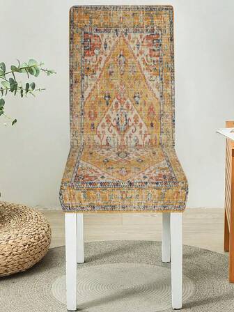 1 st/4 st/6 st/20 st polyester stretchigt stolsöverdrag, bohemiskt retrostil ryggskydd för stol, tvättbart för hemmet, matsalen, vardagsrummet, köksinredning