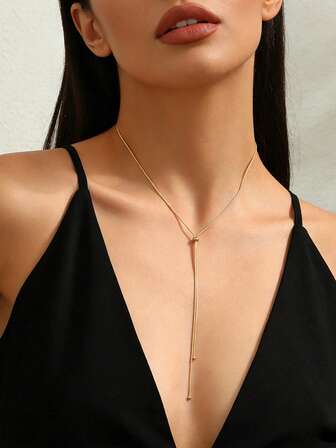 1pc Fashionable Stainless Steel Minimalist Necklace For Women, Adjustable Size, For Daily Decoration