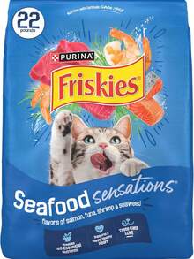 PURINA Friskies Dry Cat Food Seafood Sensations With Salmon, Tuna, And Shrimp Flavors - 22 Lb. Bag, New Year Pet Essentials, Festive Holiday Stock-Up - 22lb - View 1