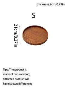 1pc Wooden Tray With Raised Edges (8.2", 10.6", 11.8"), Round Non-Slip Tea/Coffee/Snack Plate, Suitable For Holding Food, Snacks, Beverages, Sushi, Steak, Pizza, Desserts, Cakes, Bread, Breakfast, Coffee, Tea, Cold Cuts, Kitchen Supplies, Christmas Gift, BBQ Party - Mocha Brown - View 9
