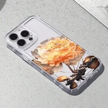Funda para teléfono con diseño de elementos artísticos Golden Bloom, compatible con iPhone 16, 15, 14 Pro Max, 13, 12, 11, XR y XS Plus. Fabricada en silicona TPU, ofrece protección contra golpes y caídas, además de una excelente sensación al tacto. Es el regalo ideal para familiares, amigos y seres queridos. - transparente - Ver 4