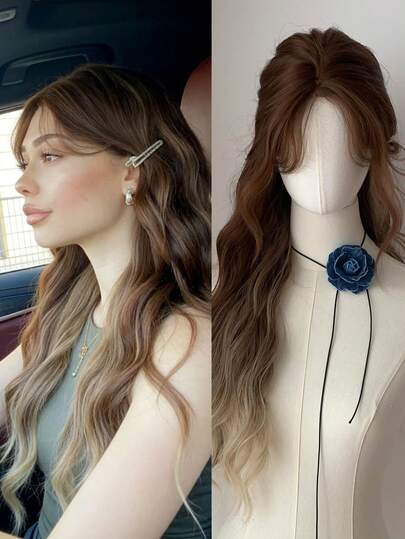 KATHARINE (Excluding Accessories)Ombre Color Synthetic Wigs U-PART LACE Long Body Wavy Wig Natural Hairline Daily Hair Heat Resistant Fiber Smooth Party Cosplay Wig