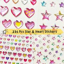 234pcs Rainbow Star And Heart Stickers - Reusable Glossy Gemstone Stickers With Holographic Rainbow Colors (Pink, Blue, Purple, Red, Cyan), Suitable For Scrapbooks, Diaries, Planners, Tech Gadgets, DIY Crafts And Anime, Valentine's Day Stickers - Multicolor - View 10