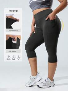 大码女式高腰弹力柔软七分紧身裤（XL-5XL） - 适合运动、跑步、瑜伽