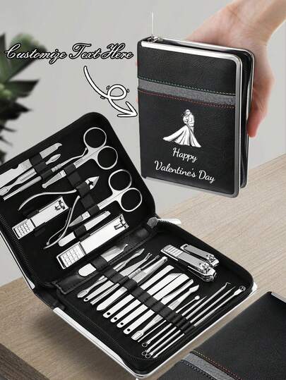 1 Set Bolsa con cremallera personalizada Juego de belleza de múltiples piezas, Juego de manicura, Juego de cuidado de uñas, Combinación de juego de pedicura, Juego de reparación de uñas y pies de acero inoxidable de lujo con caja portátil, regalo perfecto del Día de San Valentín para hombres y mujeres, Juego de cuidado de uñas unisex para viajes y uso doméstico, Herramienta de cuidado diario práctica para padres y ancianos, Regalo de herramienta de manicura exquisita, Juego completo de cuidado de belleza y uñas, Suministros para el hogar, Suministros de oficina de belleza y negocios