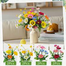 4/8 Bunches 12.59 Inch Artificial Poppy And Daisy Flower Bouquet, Multi-Flower And Leaf, Moisture-Proof And Maintenance-Free, Realistic And Full-Bodied Design, Artificial Floral Decor, Fake Plants, Suitable For Indoor/Outdoor Garden, Planter, Table, Kitchen, Bedroom, Bathroom, Patio, Porch, Balcony, Wedding Party Decoration, Valentine''s Day Gift - Multicolor - View 12