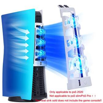 iplay P-5 Cooling Fan With LED Light And USB Port, 3-Speed Adjustable Quiet Cooling Fan, Suitable For Playstation 5 Digital/Disc Version - White (Not Compatible With P-5 Slim/P-5 Pro)