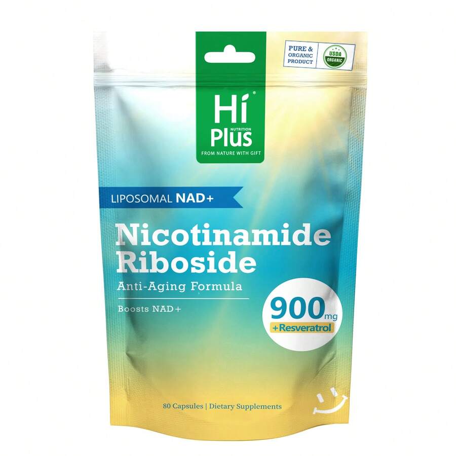 HiPlus Liposomal Nicotinamide Riboside (NR) With Resveratrol & Quercetin | High Purity NAD+ Supplement For Anti-Aging, Energy, And Focus | 80 Capsules | Alternative To NMN Supplement - 1 PC - 查看 1